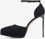 Estro Dames Zwarte Velours Plateau Pumps met Enkelband Black Dames - Thumbnail 3