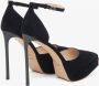 Estro Dames Zwarte Velours Plateau Pumps met Enkelband Black Dames - Thumbnail 5