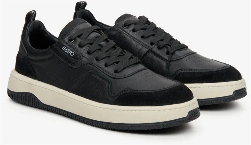 Estro Zwarte Veterschoenen met Lage Top Black Heren