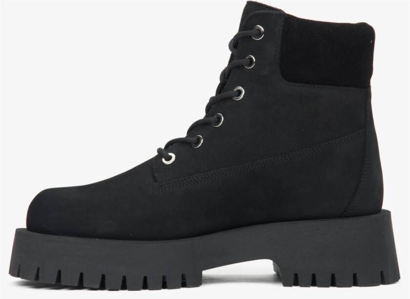 Estro Zwarte veterschoenen voor vrouwen gemaakt van echt Italiaans nubuck Black Dames