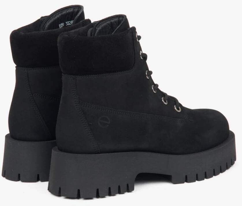 Estro Zwarte veterschoenen voor vrouwen gemaakt van echt Italiaans nubuck Black Dames