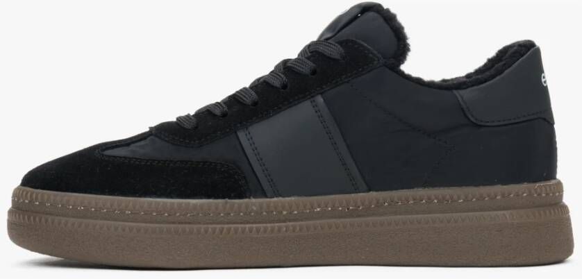 Estro Zwarte Winter Lage Sneakers voor Dames met Bontvoering Black Dames