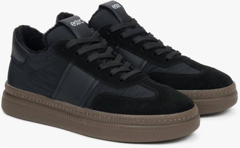 Estro Zwarte Winter Lage Sneakers voor Dames met Bontvoering Black Dames