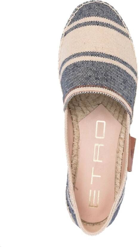 ETRO Blauwe Gestreepte Canvas Espadrilles Blue Dames