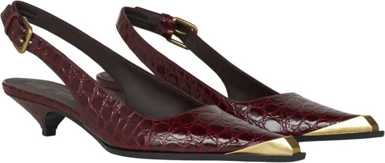 ETRO Bordeaux Krokodillenprint Hak Sandalen Red Dames