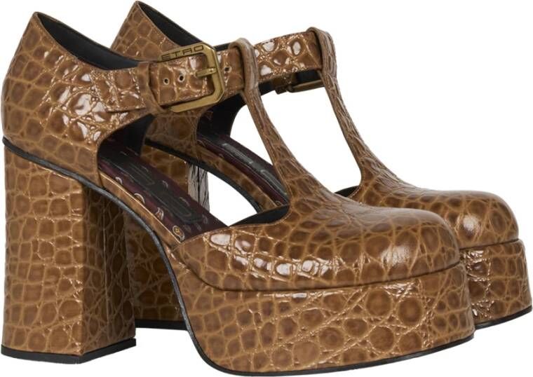 ETRO Bruine Krokodillenprint Mary Jane Sandalen Brown Dames