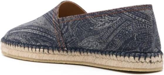 ETRO Gedrukte Denim Espadrilles Blue Heren