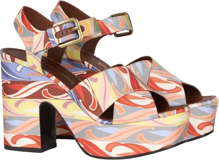 ETRO Witte platform sandalen met zomerprint Multicolor Dames