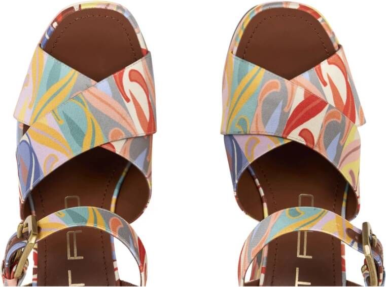 ETRO Witte platform sandalen met zomerprint Multicolor Dames