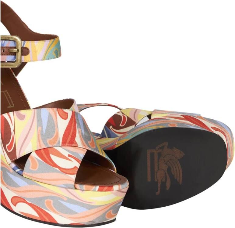 ETRO Witte platform sandalen met zomerprint Multicolor Dames