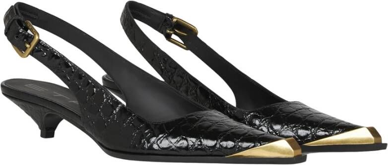 ETRO Zwarte Krokodillenprint Hak Sling-backs Black Dames