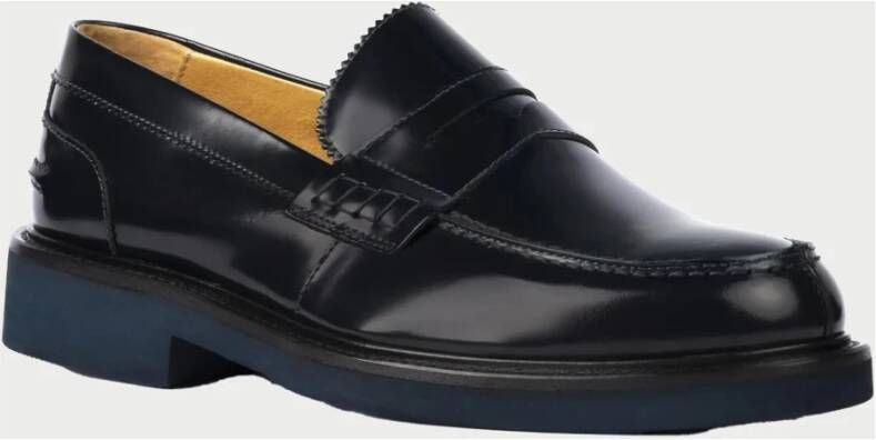 Exton Blauwe Leren Loafers Blue Heren