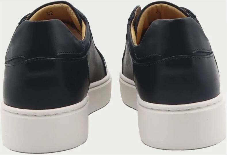 Exton Blauwe Leren Sneakers Blue Heren