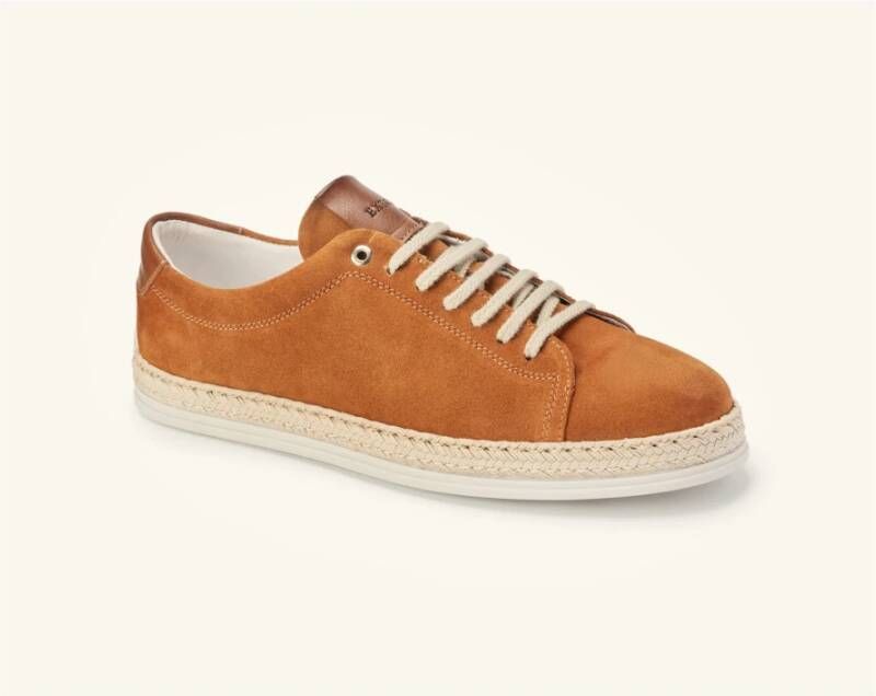 Exton Bruin Leren Elegant Lage Sneakers Brown Heren