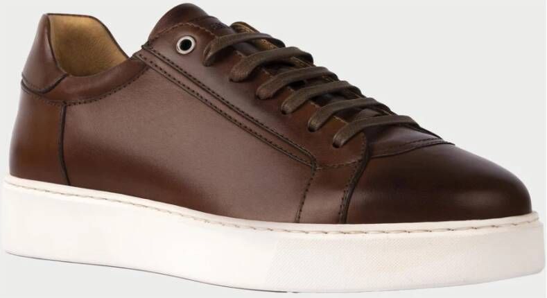 Exton Bruine leren sneakers Brown Heren