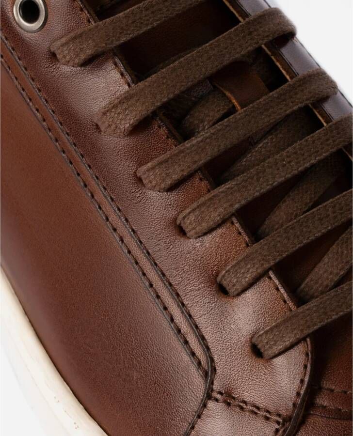 Exton Bruine leren sneakers Brown Heren