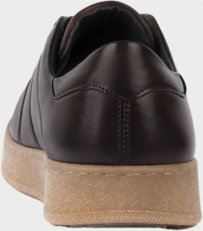 Exton Bruine leren sneakers Ronde neus Vetersluiting Brown Heren