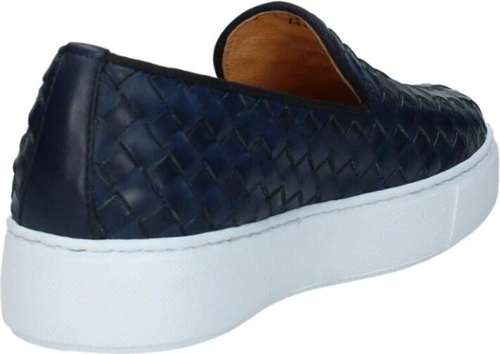 Exton Heren Leren Loafers Blue Heren