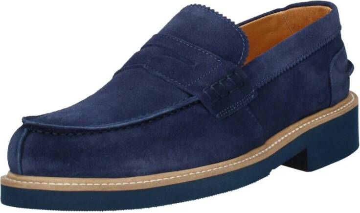 Exton Heren Loafer Suède Leren Rubberen Zool Blue Heren