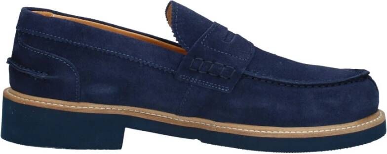 Exton Heren Loafer Suède Leren Rubberen Zool Blue Heren