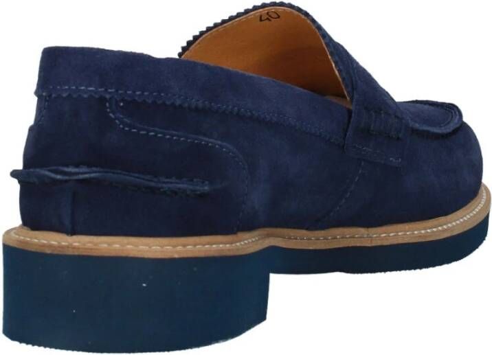 Exton Heren Loafer Suède Leren Rubberen Zool Blue Heren