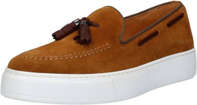 Exton Heren Loafer Suède Rubberen Zool Brown Heren