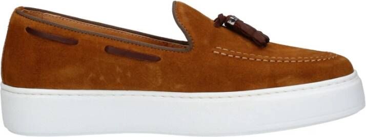 Exton Heren Loafer Suède Rubberen Zool Brown Heren