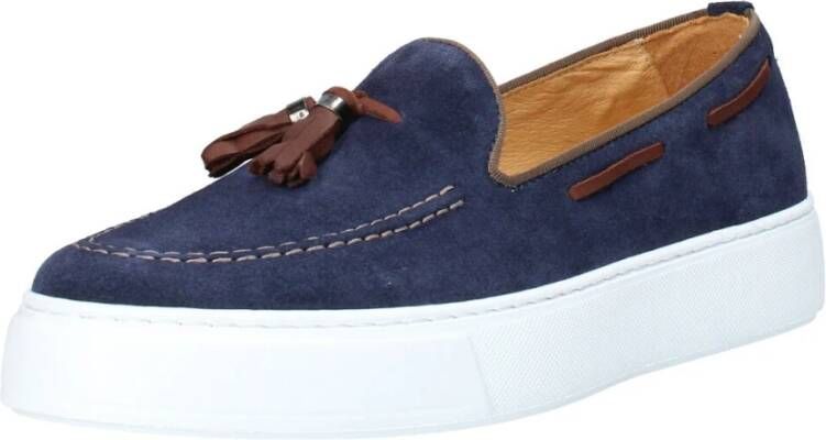 Exton Suède Herenloafers met Leren Kwastjes Blue Heren