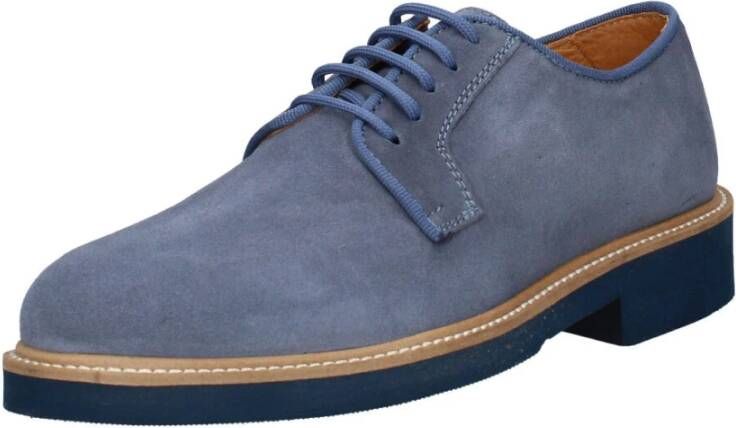 Exton Suede Lace-Up Shoe Blue Heren