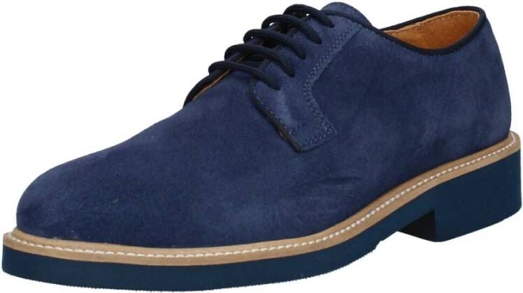 Exton Suède Veterschoen Elegante Stijl Blue Heren