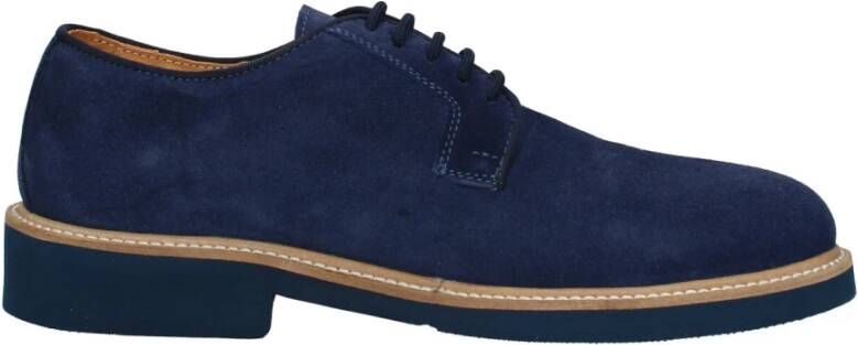 Exton Suède Veterschoen Elegante Stijl Blue Heren