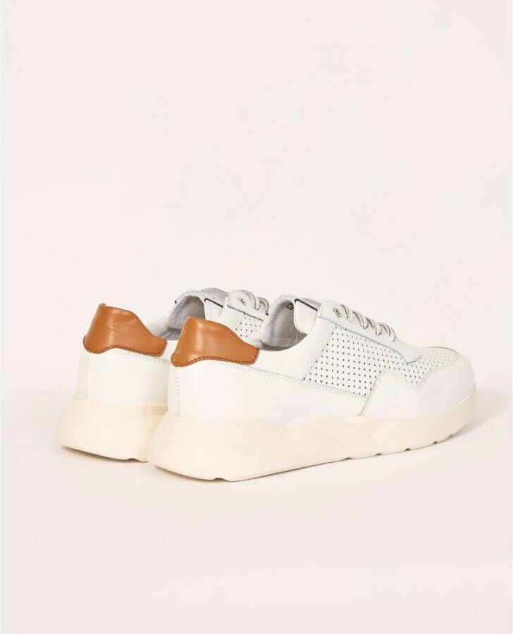 Exton Witte Geperforeerde Leren Sneakers White Heren