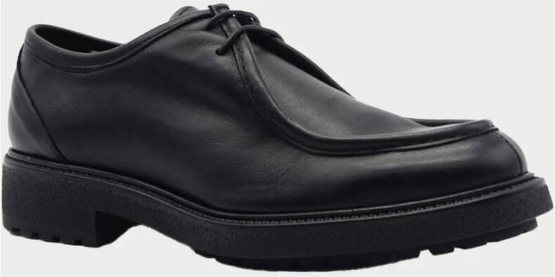 Exton Zwarte Leren Casual Schoenen Ronde Neus Black Heren