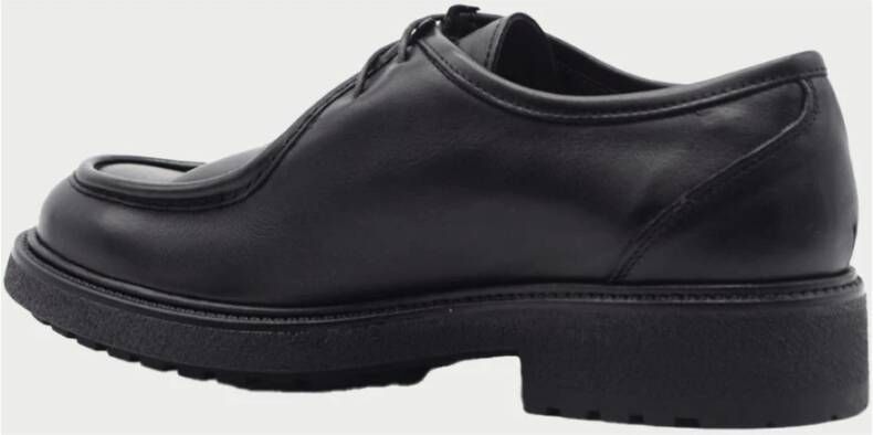 Exton Zwarte Leren Casual Schoenen Ronde Neus Black Heren