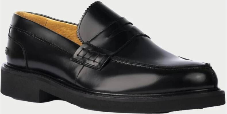 Exton Zwarte leren instap mocassins Black Heren