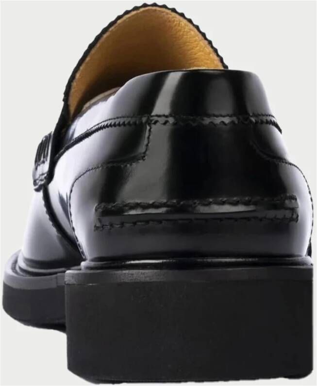 Exton Zwarte leren instap mocassins Black Heren