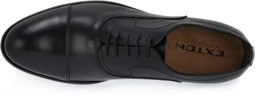 Exton Zwarte Leren Schoenen Black Heren