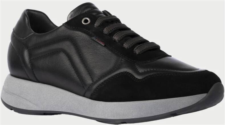 Exton Zwarte Sneakers met Leren en Suède Bovenwerk Black Heren