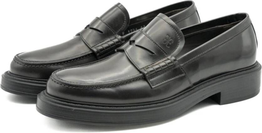 Fabi Bruine Leren Loafers voor Mannen Black Heren