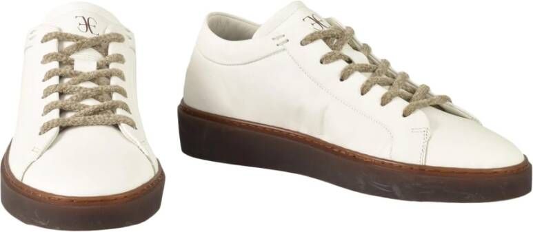 Fabi Leren Sneakers met Rubberen Zool White Heren