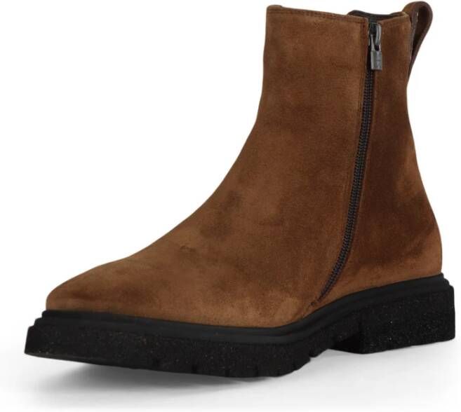 Fabi Suede Chelsea Boot met Ritssluiting Brown Heren