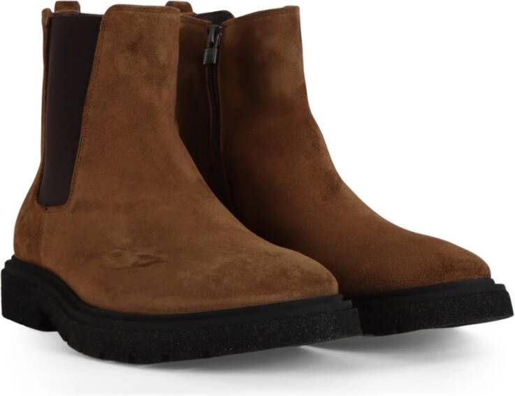 Fabi Suede Chelsea Boot met Ritssluiting Brown Heren