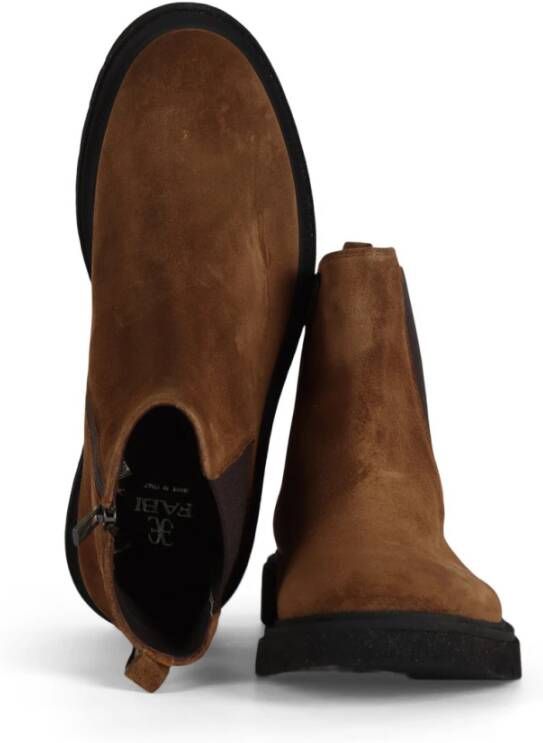 Fabi Suede Chelsea Boot met Ritssluiting Brown Heren