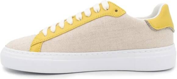 Fabiana Filippi Sneaker van canvas en leer met diamantdraad Beige Dames