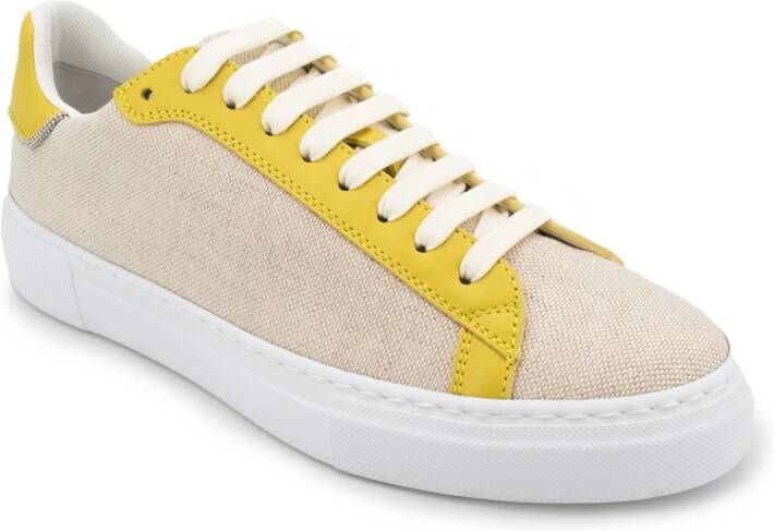 Fabiana Filippi Sneaker van canvas en leer met diamantdraad Beige Dames