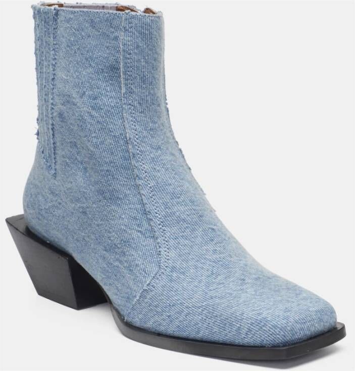 Fabienne Chapot Denim Chunky Heel Enkellaarzen Blue Dames