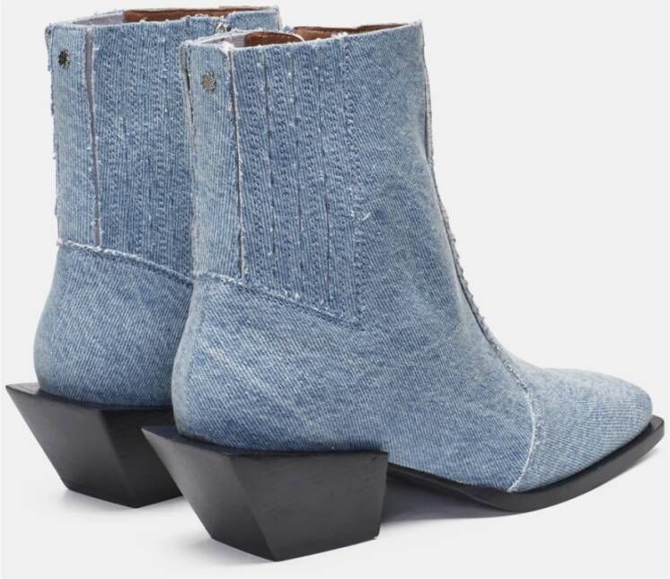 Fabienne Chapot Denim Chunky Heel Enkellaarzen Blue Dames