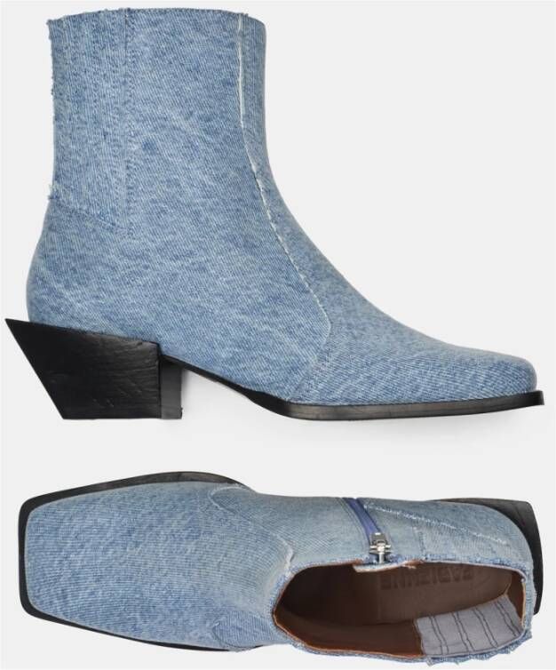 Fabienne Chapot Denim Chunky Heel Enkellaarzen Blue Dames