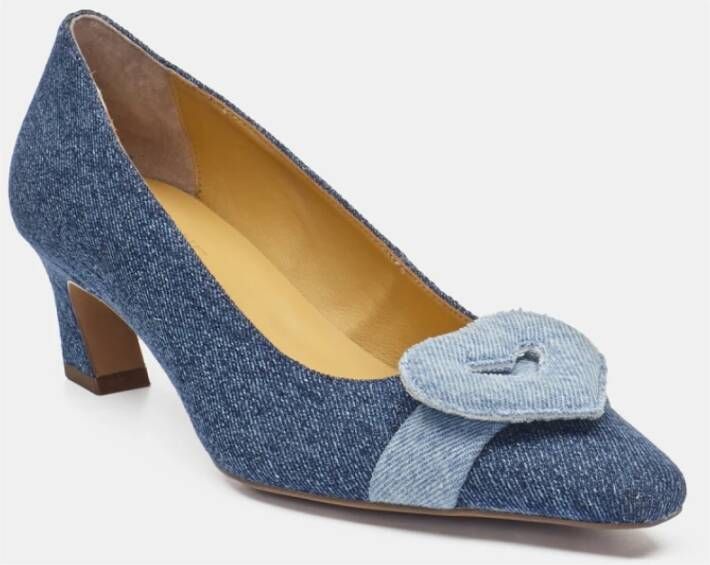 Fabienne Chapot Hart Gesp Denim Pumps Blue Dames