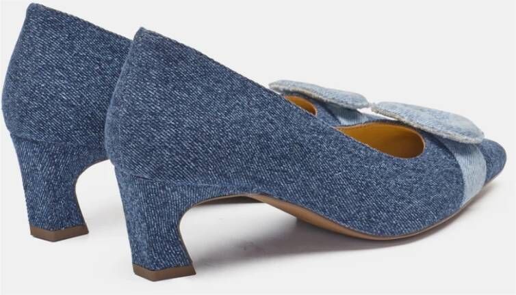 Fabienne Chapot Hart Gesp Denim Pumps Blue Dames